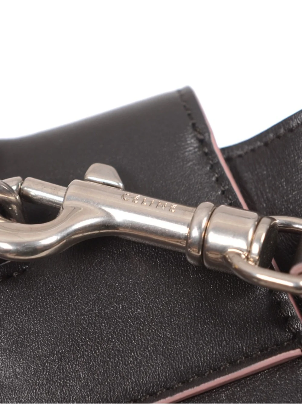 ♥️Celine Mini Black Leather Top-Handle Satchel with Pink Trim♥️